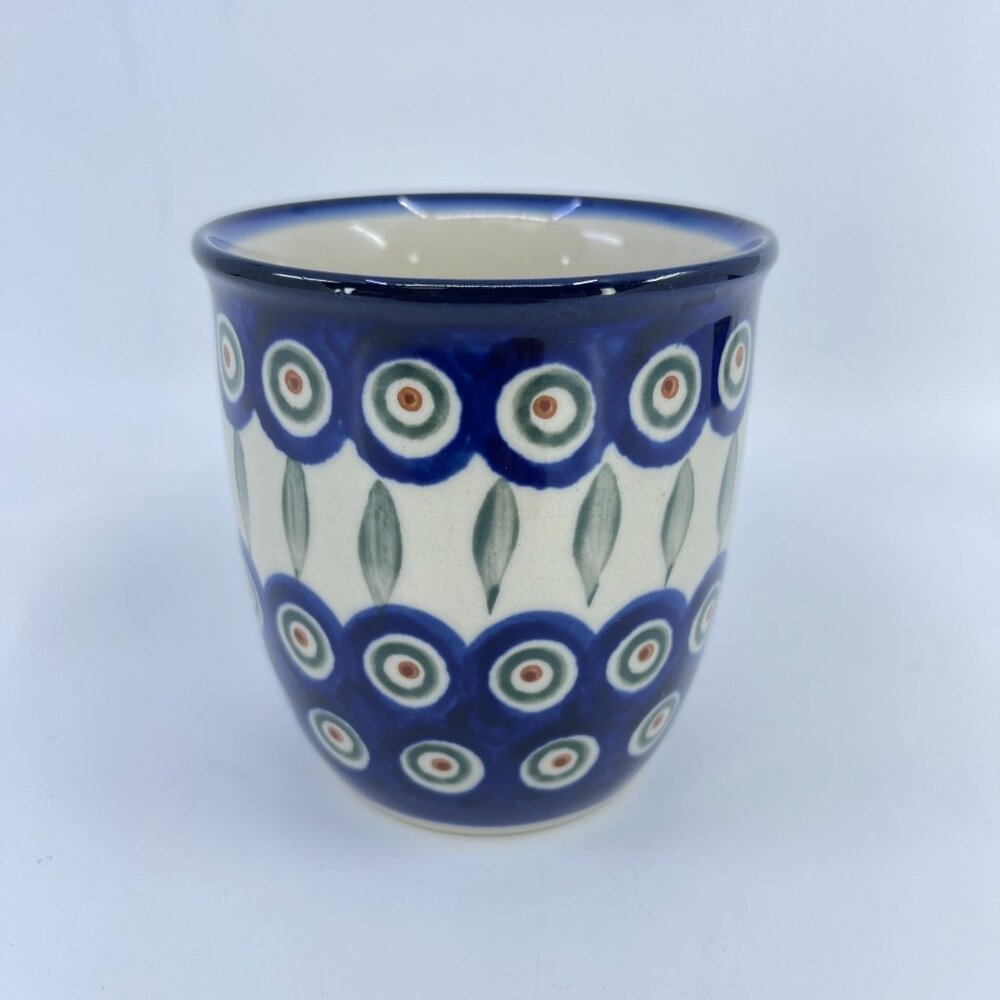 vintage boleslawiec polish pottery mug "peacock" pattern handcrafted - Picture 2 of 6